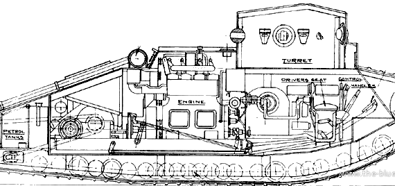 Танк Medium Tank Mk B (1918) - чертежи, габариты, рисунки
