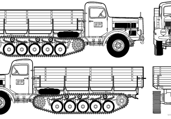 Mercedes-Benz L4500R Maultier tank - drawings, dimensions, pictures