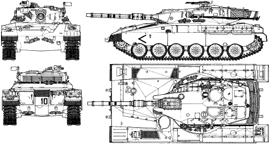 Merkava Mk.II tank - drawings, dimensions, figures