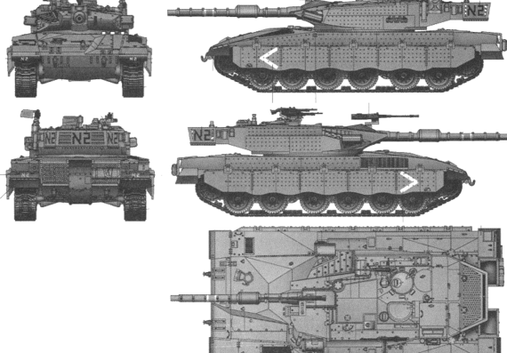Merkava Mk.III tank - drawings, dimensions, figures