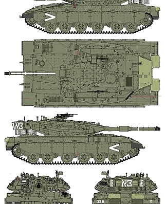 Танк Merkava Mk.IIID - чертежи, габариты, рисунки