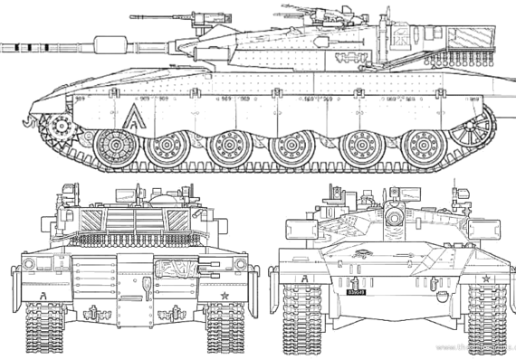 Танк Merkava Mk.III 120mm - чертежи, габариты, рисунки