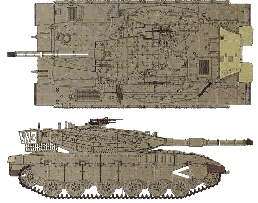 Merkava Mk.III D tank - drawings, dimensions, figures