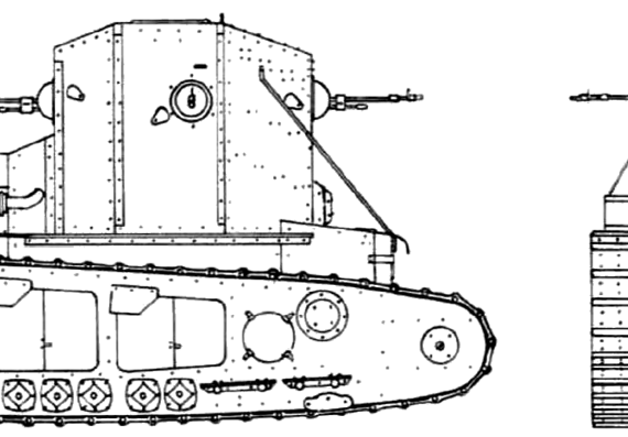 Tank Mk A Whippet - drawings, dimensions, figures