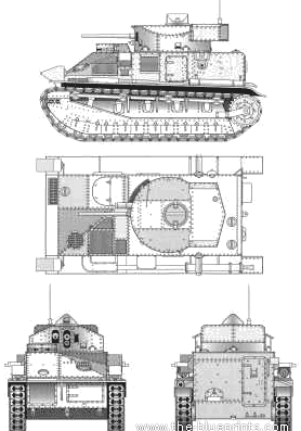 Tank Mk. II Vickers - drawings, dimensions, pictures