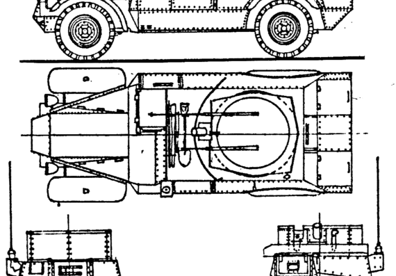 Morris Commercial CS9 LAC 4x2 tank - drawings, dimensions, figures