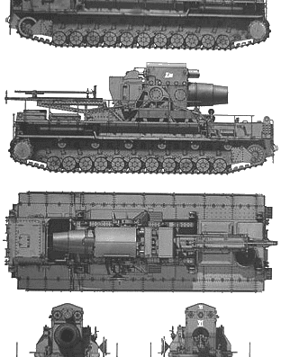 Tank Morser KARL-Gerat 040-041 - drawings, dimensions, figures