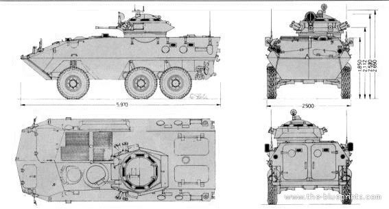 Tank Mowag Piranha Grizzly - drawings, dimensions, pictures