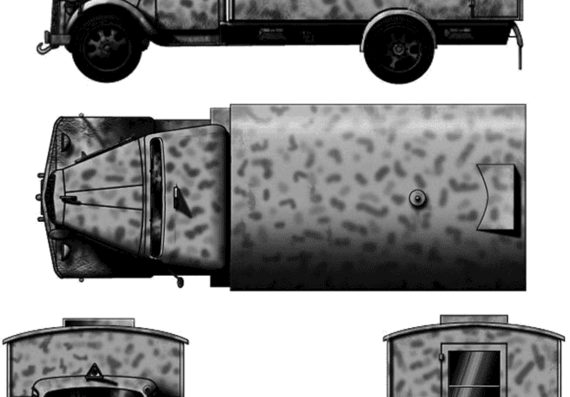 Tank Opel Blitz 3-ton 4x2 - drawings, dimensions, figures
