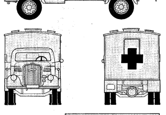 Танк Opel Blitz 3ton 4x2 Ambulance - чертежи, габариты, рисунки