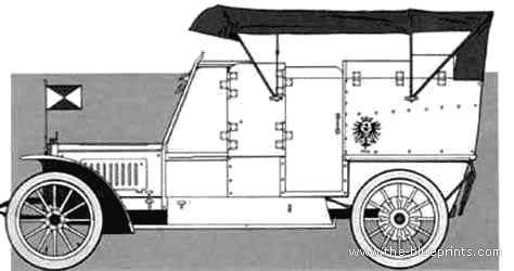 Танк Opel Kriegs Wagen (1906) - чертежи, габариты, рисунки