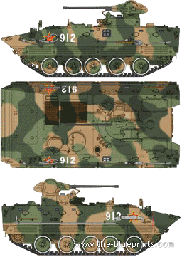 PLA ZSD90 APC tank - drawings, dimensions, figures