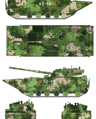 Tank PLA ZTD-05 AAAV - drawings, dimensions, figures