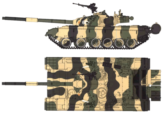 Танк PLA ZTZ96 MBT - чертежи, габариты, рисунки