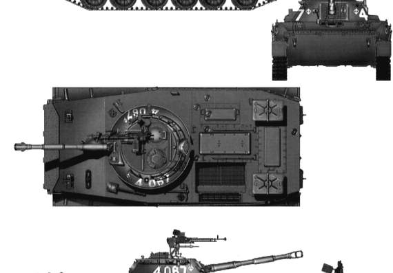Танк PT-76B - чертежи, габариты, рисунки