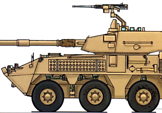 Tank Pandur 6x6 OT 90mm - drawings, dimensions, figures