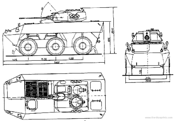 Танк Pandur I ARSV-25 - чертежи, габариты, рисунки
