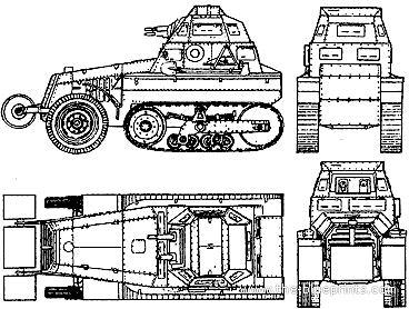 Panhard-Schneider-Kegresse AMC P16 tank (1929) - drawings, dimensions, pictures