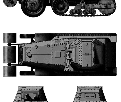 Panhard-Schneider-Kegresse P16 tank (1929) - drawings, dimensions, pictures
