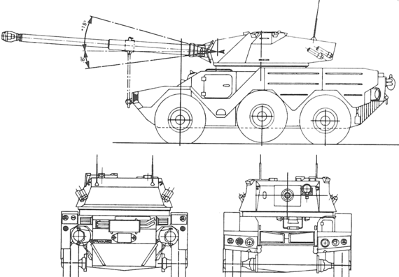 Танк Panhard ERC-90 S - чертежи, габариты, рисунки