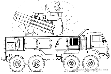 Танк Pantsir-S1 SA-22 Greyhound Ural-5325 - чертежи, габариты, рисунки