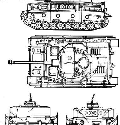 Танк Panzer IV Ausf.J - чертежи, габариты, рисунки
