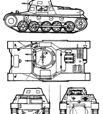 Panzer Kampfwagen I tank - drawings, dimensions, figures