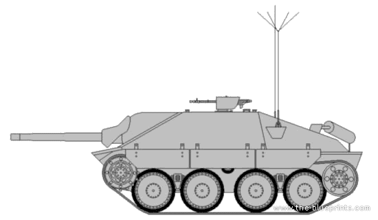 Танк Panzerbefehlswagen 38(t) Hetzer - чертежи, габариты, рисунки