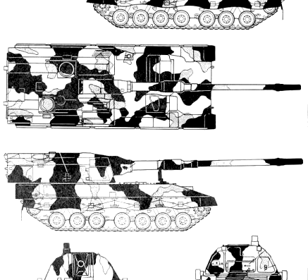 Танк Panzerhaubitze (2000) - чертежи, габариты, рисунки