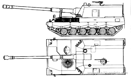 Panzerhaubitze 2000 155mm tank - drawings, dimensions, pictures