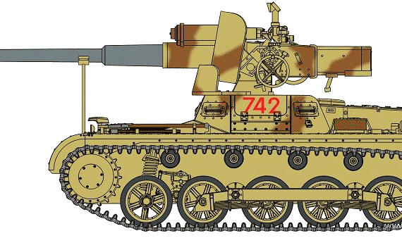 Танк Panzerjager IB + 7.5cm StuK 40 L-48 - чертежи, габариты, рисунки