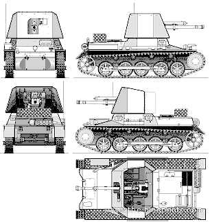 Panzerjager tank I 4.7cm PaK (t) (sf) auf Pz.Kpfw.I Ausf.B - drawings, dimensions, figures