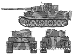 Танк Panzerkapfwagen VI Tiger - чертежи, габариты, рисунки
