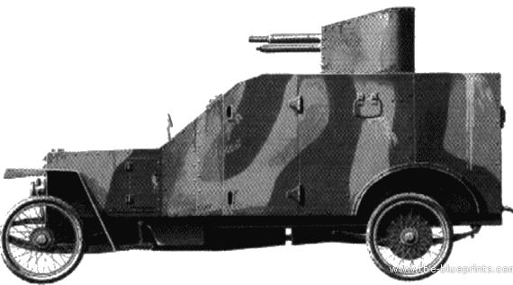 Танк Peugeot Armoured Car (1914) - чертежи, габариты, рисунки