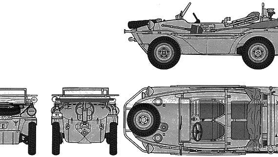 Танк Pkw.K2s Schwimmwagen Type 166 - чертежи, габариты, рисунки