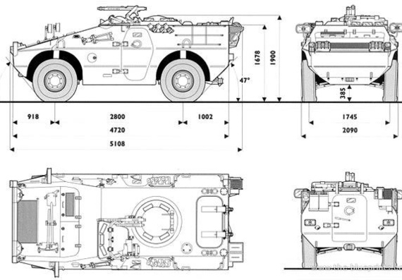 Танк Puma Otobreda Iveco 4x4 - чертежи, габариты, рисунки