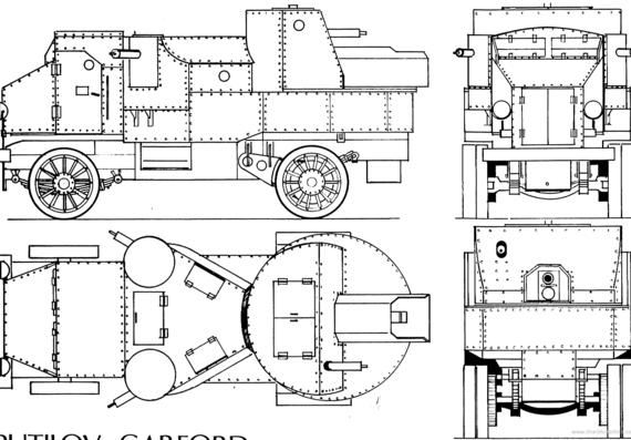 Putilov-Garford tank - drawings, dimensions, pictures