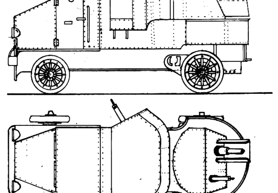 Танк Putilov-Garford Armoured Car - чертежи, габариты, рисунки
