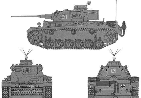Танк Pz.Bef.Wg.III Ausf.K - чертежи, габариты, рисунки