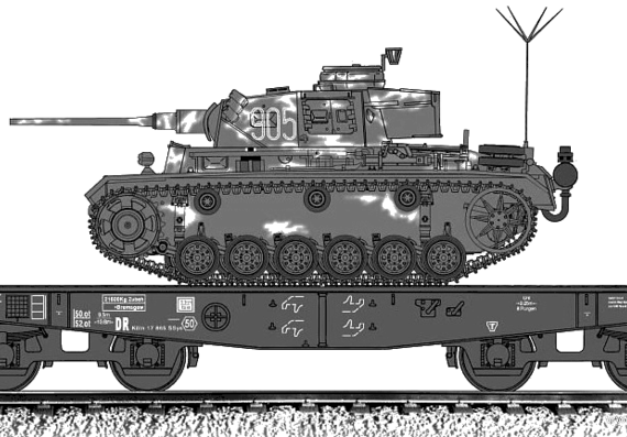 Танк Pz.Bef.Wg.III Ausf.K on Schwerer Plattformwagen Typ SSy - чертежи, габариты, рисунки