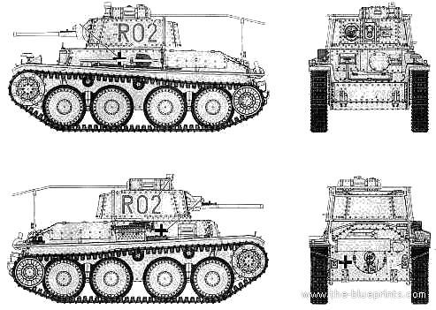 Танк Pz.BfWg 38(t) Ausf.B - чертежи, габариты, рисунки