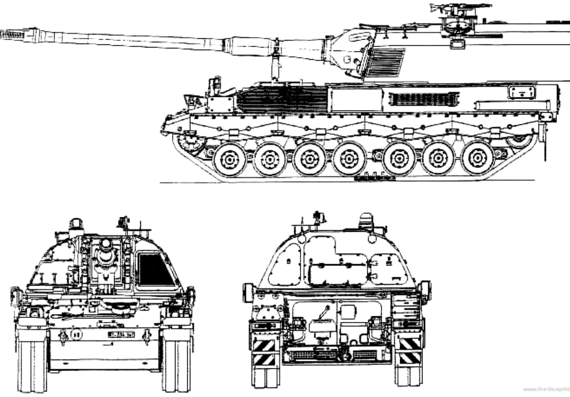 Tank PzH 2000 155mm SPG - drawings, dimensions, figures