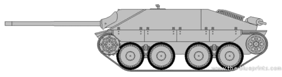 Танк Pz.Kpfw. 38(d) Jagdpanzer Hetzer - чертежи, габариты, рисунки