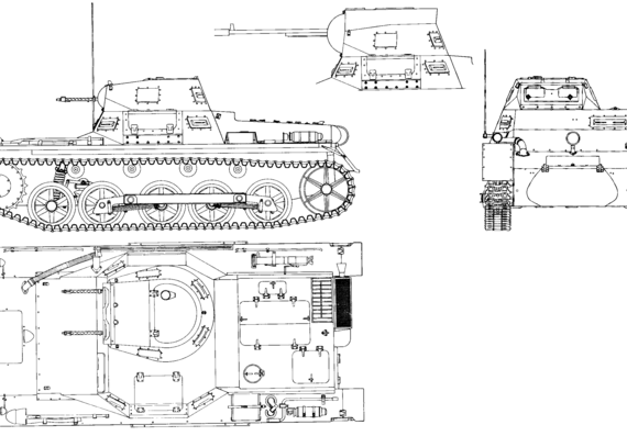 Tank Pz.Kpfw. I - drawings, dimensions, figures