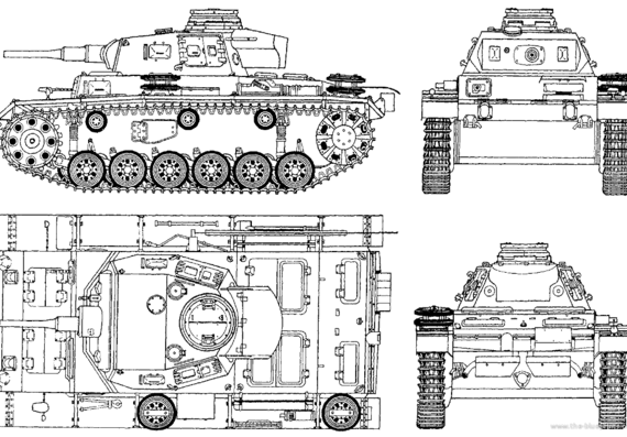Tank Pz.Kpfw. III Ausf.G - drawings, dimensions, figures