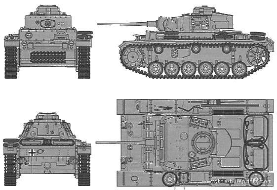 Танк Pz.Kpfw. III Ausf.L - чертежи, габариты, рисунки