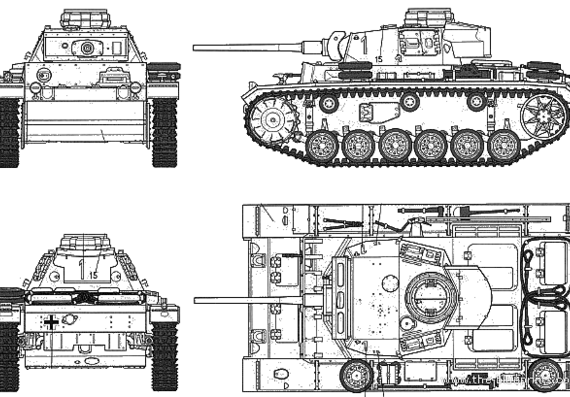 Tank Pz.Kpfw. III Ausf.L with Panzer Grenadiers 2 - drawings, dimensions, pictures