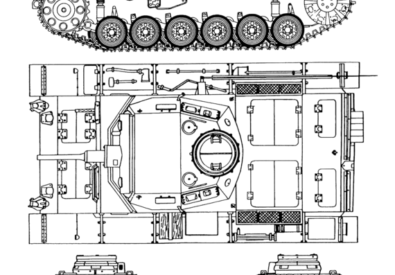 Танк Pz.Kpfw. III Ausf F mit 5 cm KwK 38 - чертежи, габариты, рисунки
