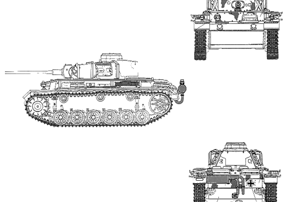 Tank Pz.Kpfw. III Ausf M N - drawings, dimensions, figures