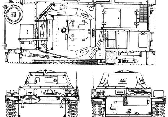 Tank Pz.Kpfw. II - C, D, E - drawings, dimensions, figures